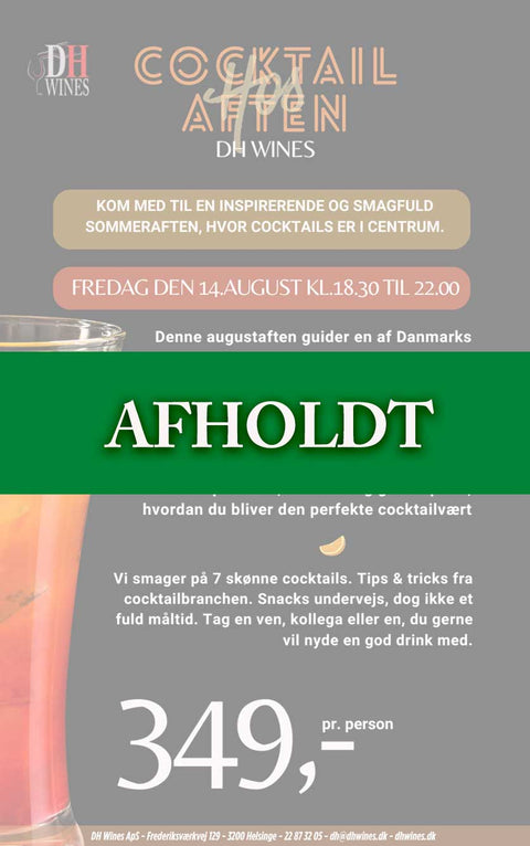 Cocktail-aften hos DH Wines 14.August kl. 18.30-22.00 2026