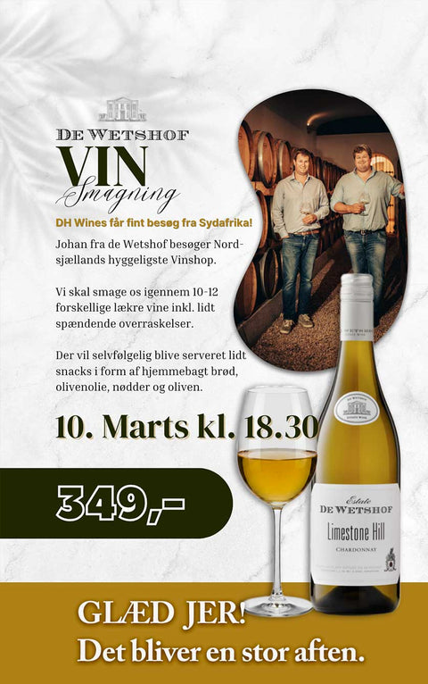 De Wetshof vinsmagning 10.Marts 2026 kl.18.30