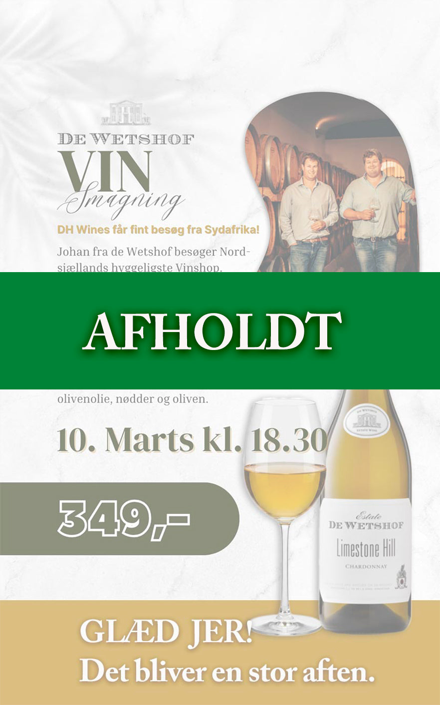 De Wetshof vinsmagning 10.Marts 2026 kl.18.30