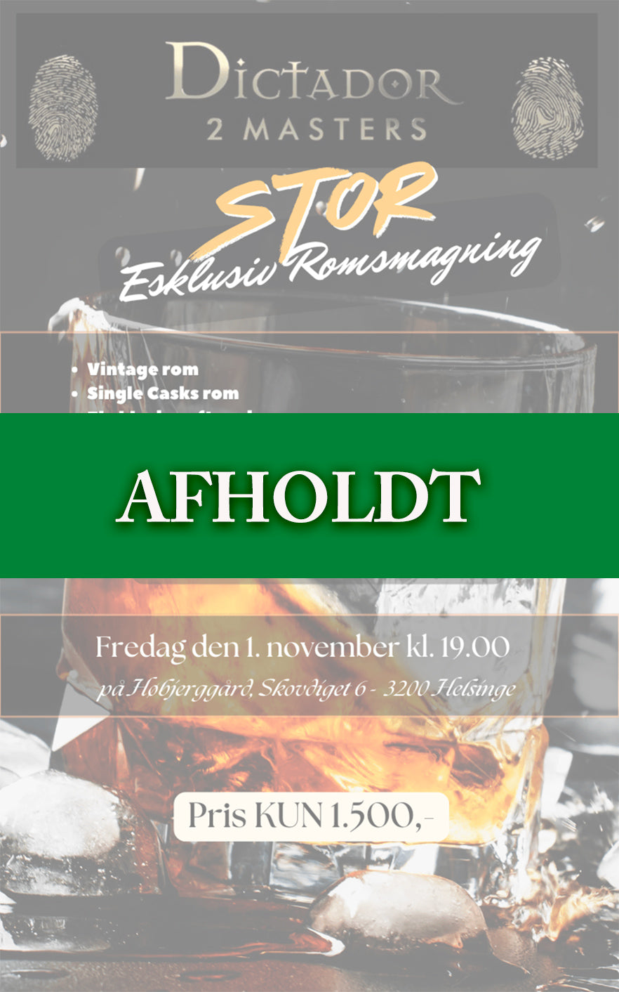 Exclusive rum tasting November 1, 2024 at 7:00 PM