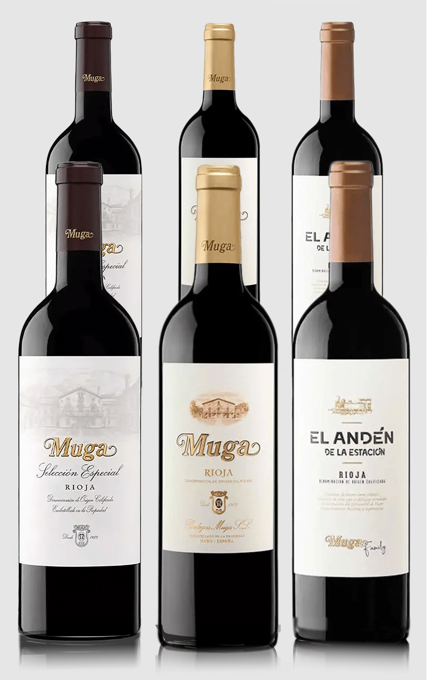 MUGA smagekasse-6 flasker-3 forskellige rødvine