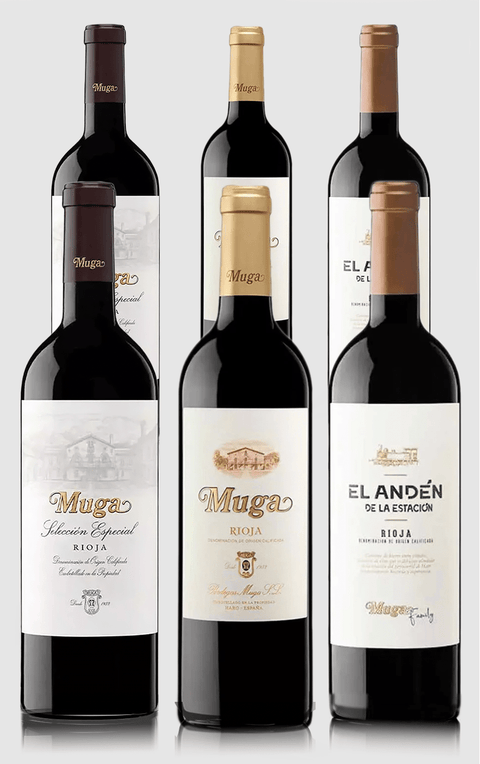 MUGA smagekasse-6 flasker-3 forskellige rødvine