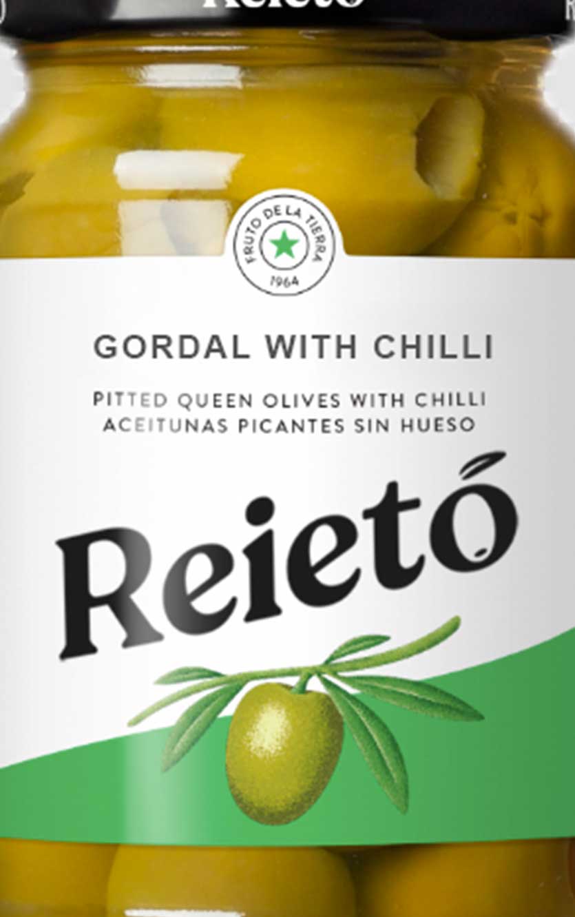 Reietó Gordal med chilli 350g på glas (150g Nettovægt)