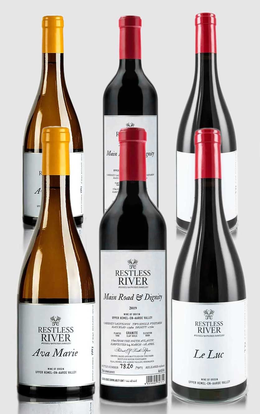 Restless River smagekasse med 6 flasker - 3 x 2 Restless River vine