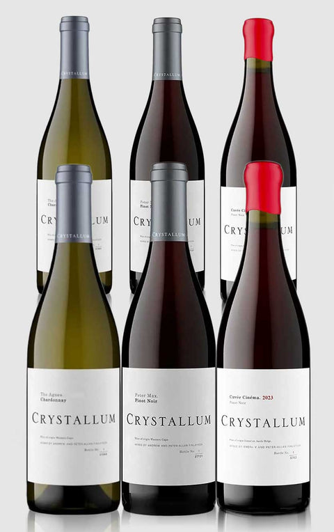 Smagekasse med 6 flasker Crystallum vine.