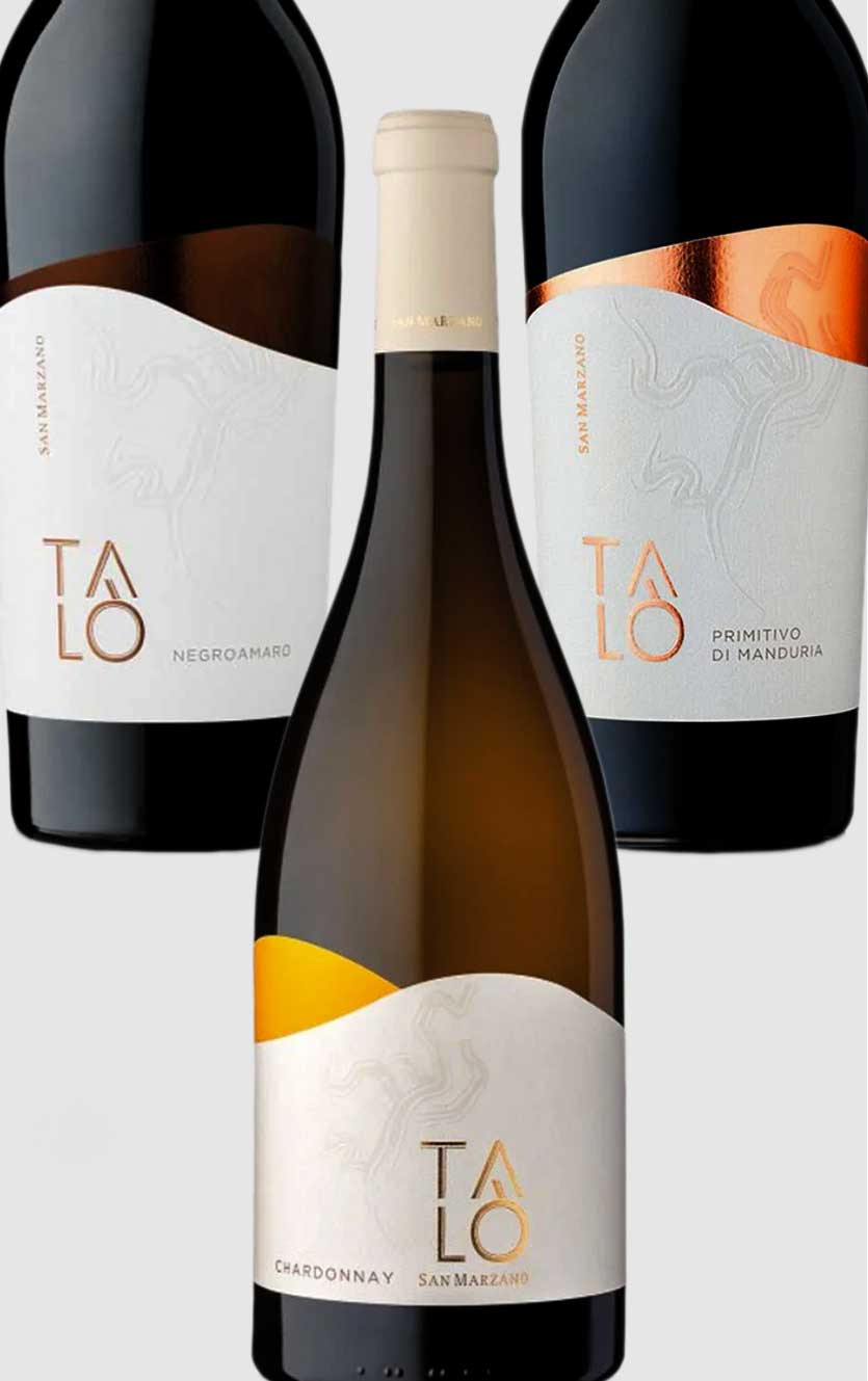 Smagekasse med 6 flasker Talo-vine fra Italien