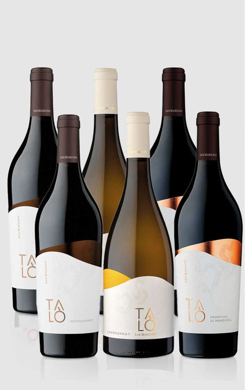 Smagekasse med 6 flasker Talo-vine fra Italien