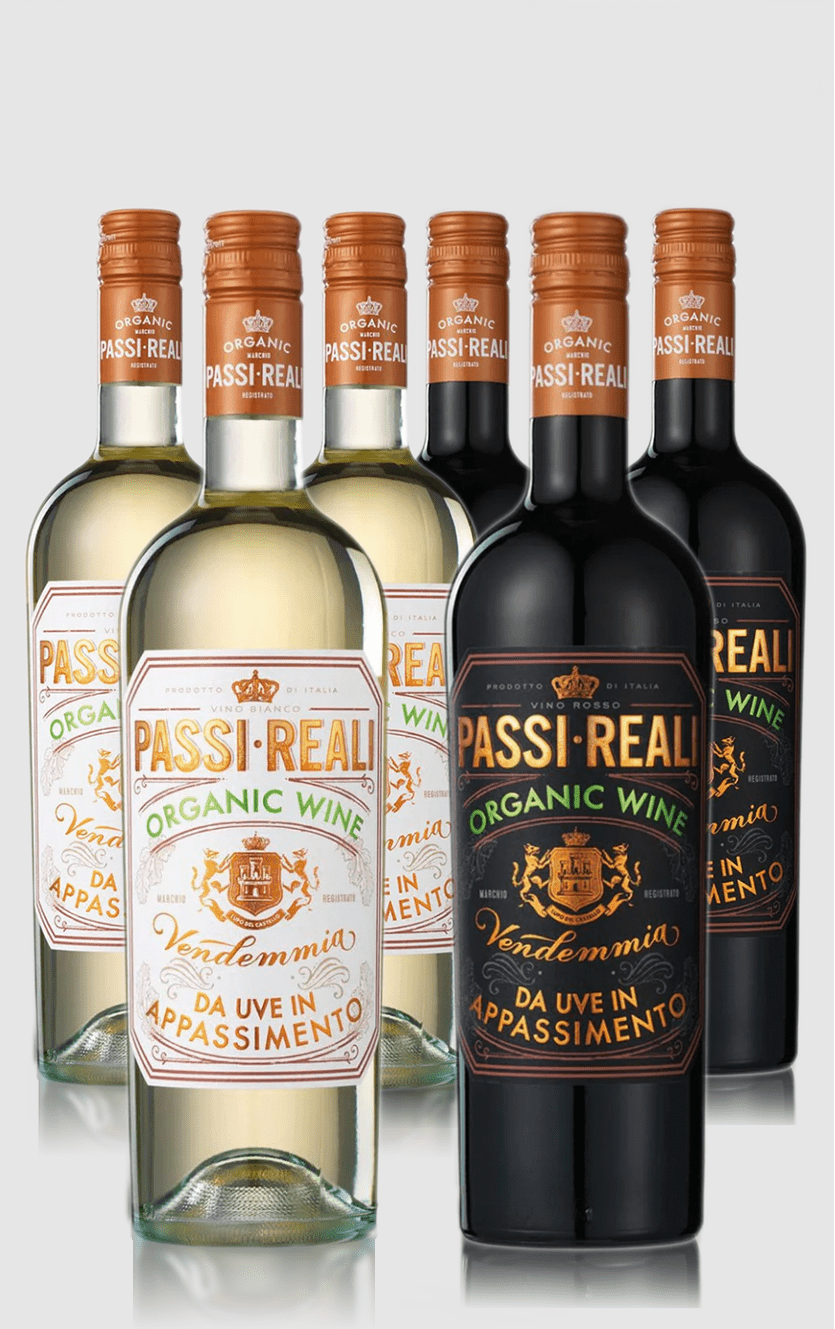 Smagekasse med Passi Reali Natura Økovine 6 flasker