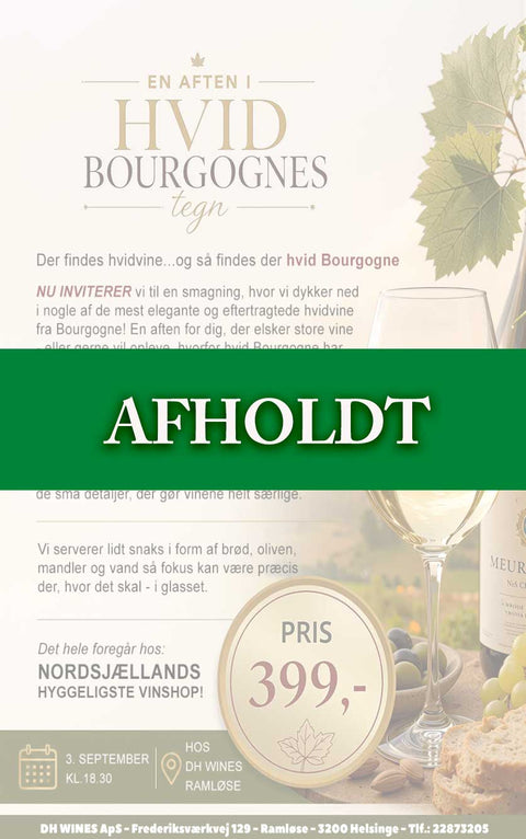 Hvid Bourgogne-smagning hos DH Wines 3.September kl. 18.30-22.00 2026