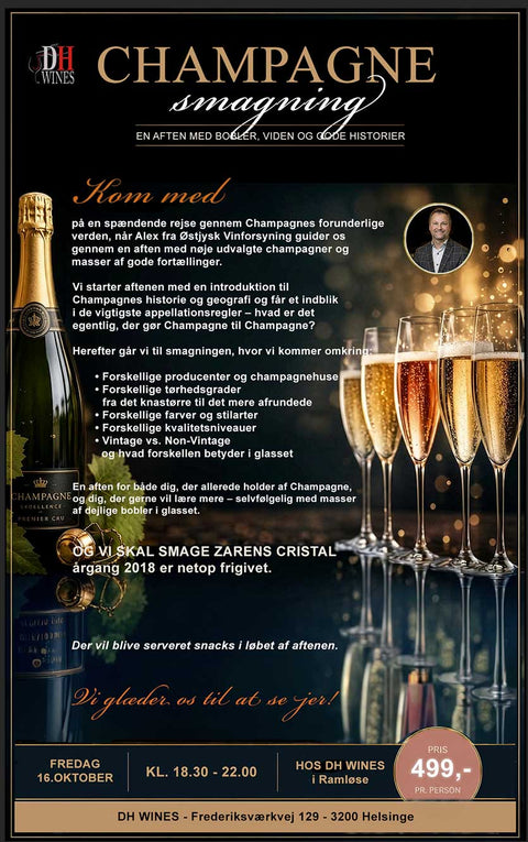CHAMPAGNEAFTEN i Ramløse 16.Oktober 2026 kl.18.30-22.00