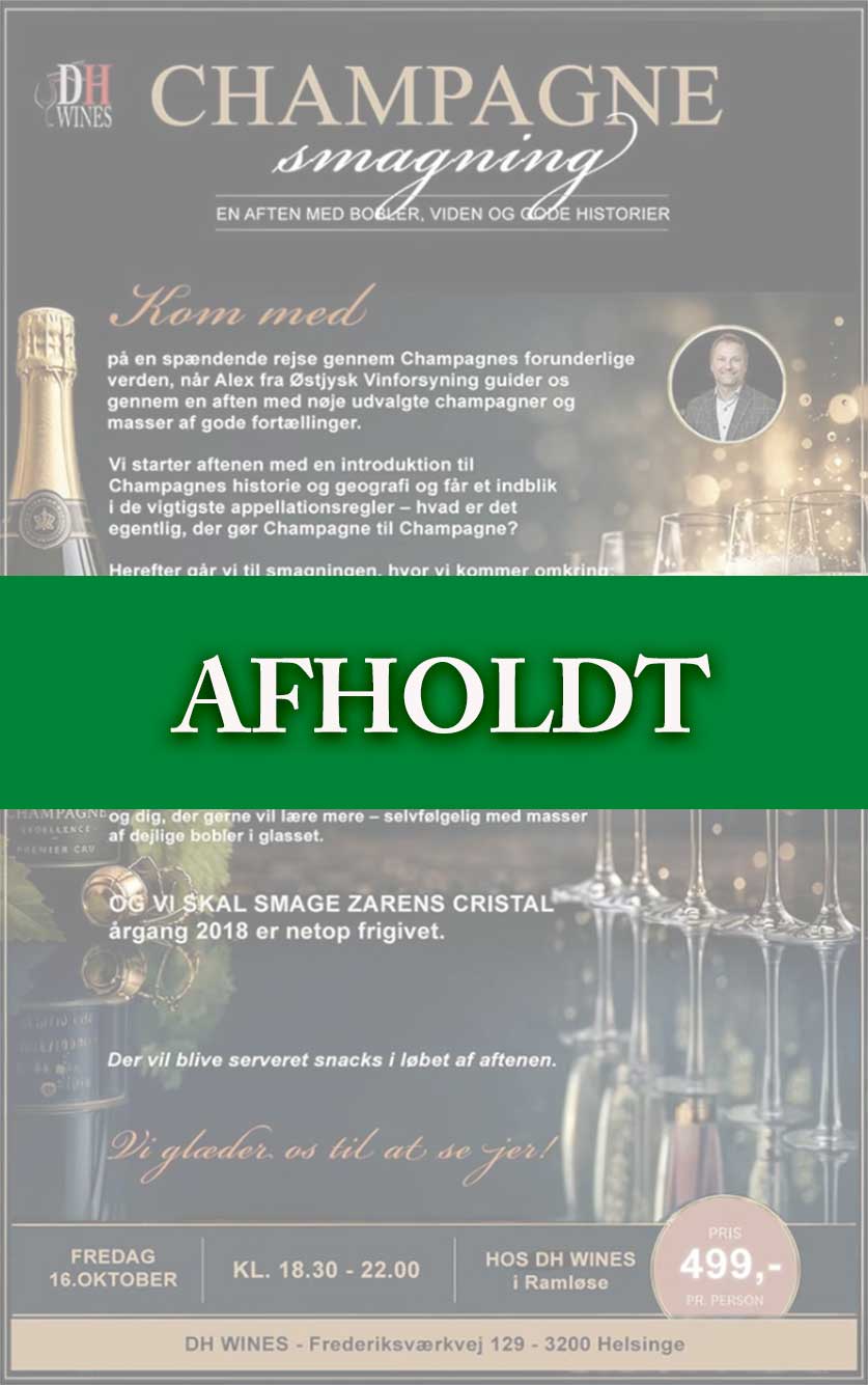 CHAMPAGNEAFTEN i Ramløse 16.Oktober 2026 kl.18.30-22.00