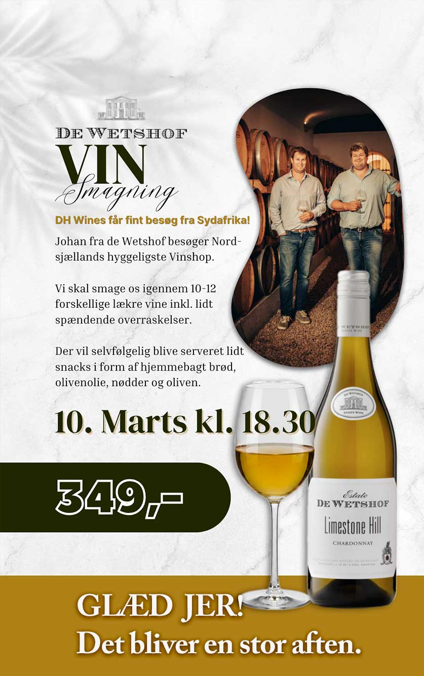 De Wetshof vinsmagning 10.Marts 2026 kl.18.30