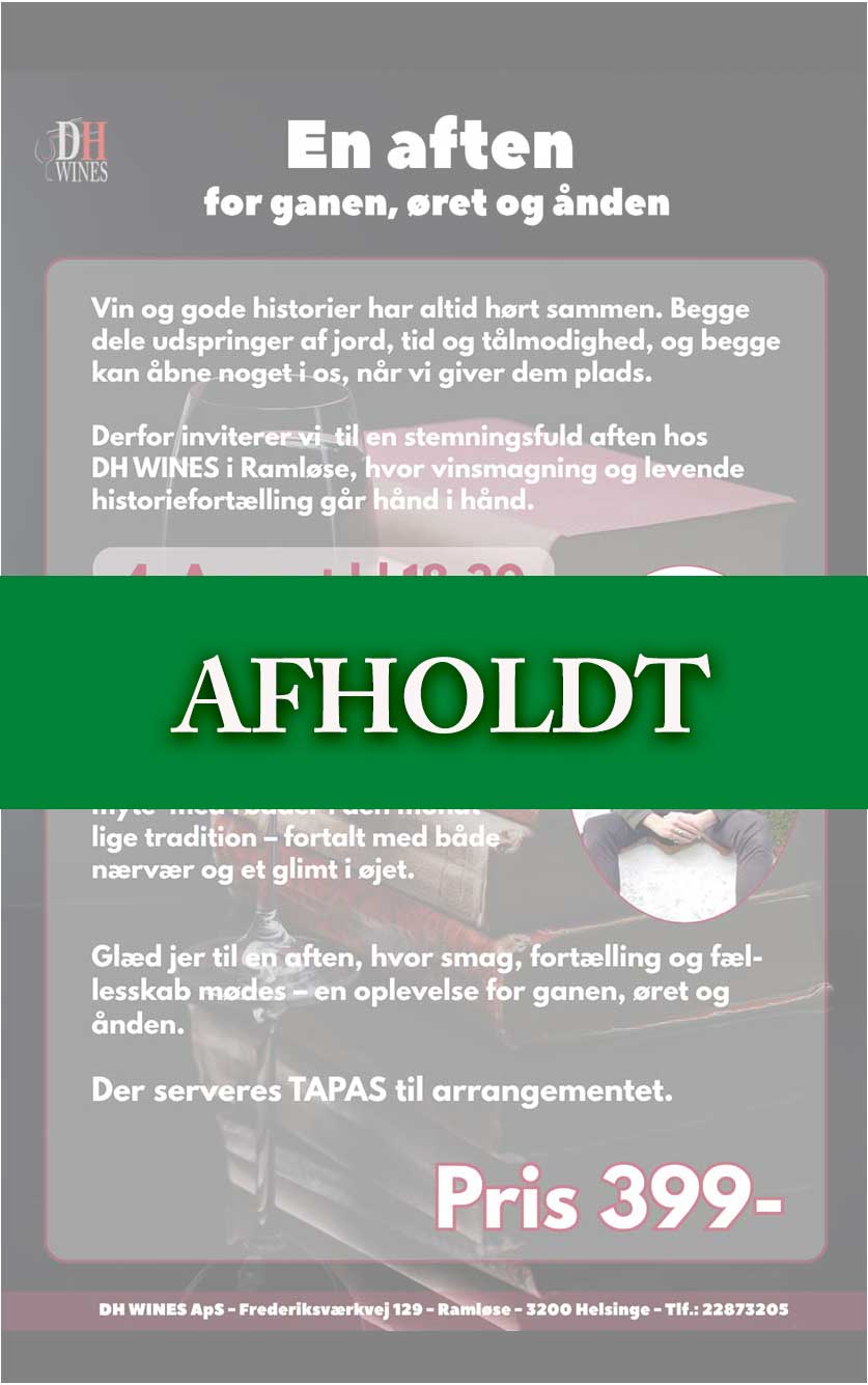 En aften for ganen, øret og ånden 4.August kl. 18.30 2026