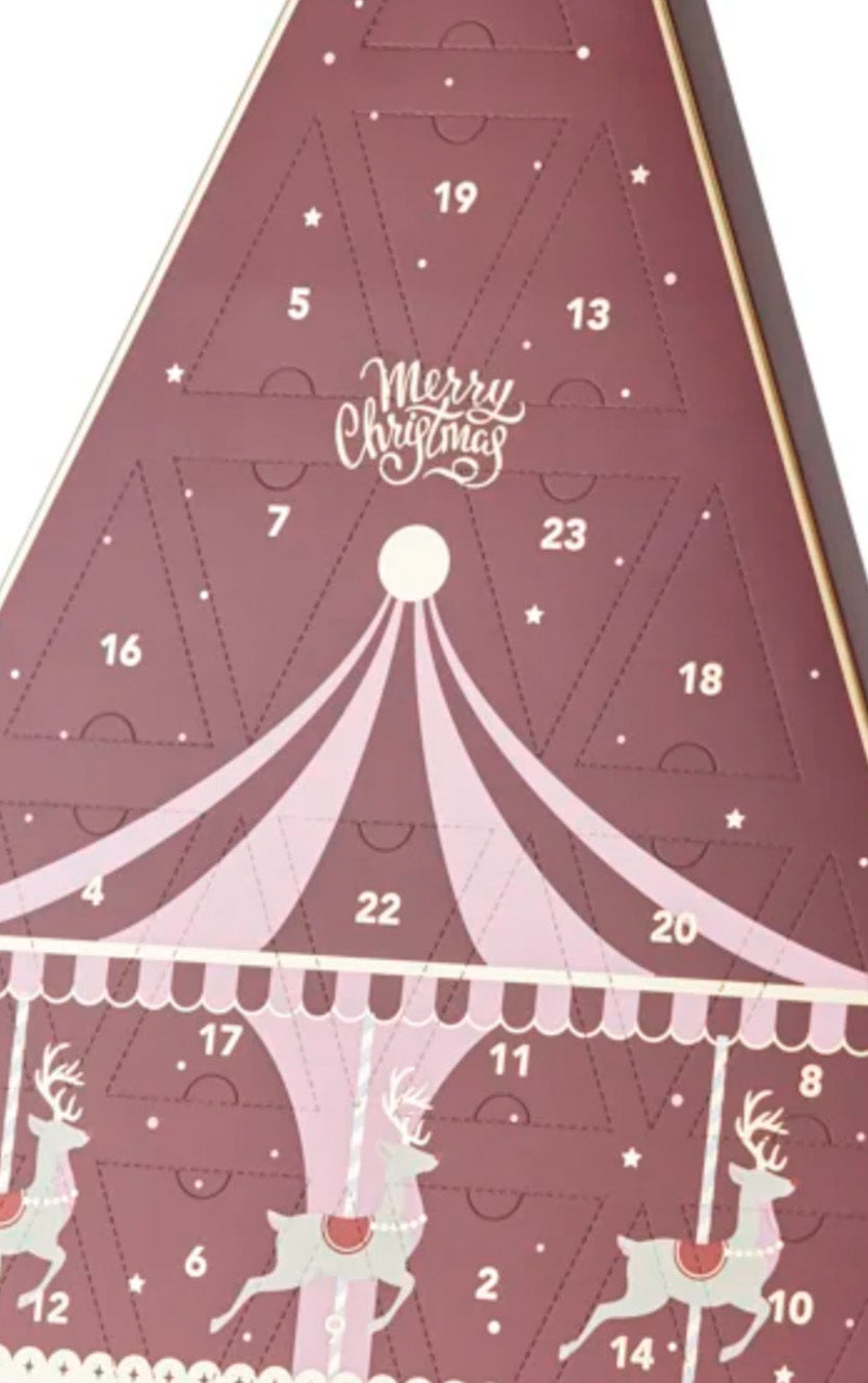 Julekalenderen til chokolade og marcipan-elskeren i bordeaux/lyserød – Cocoture – 270g