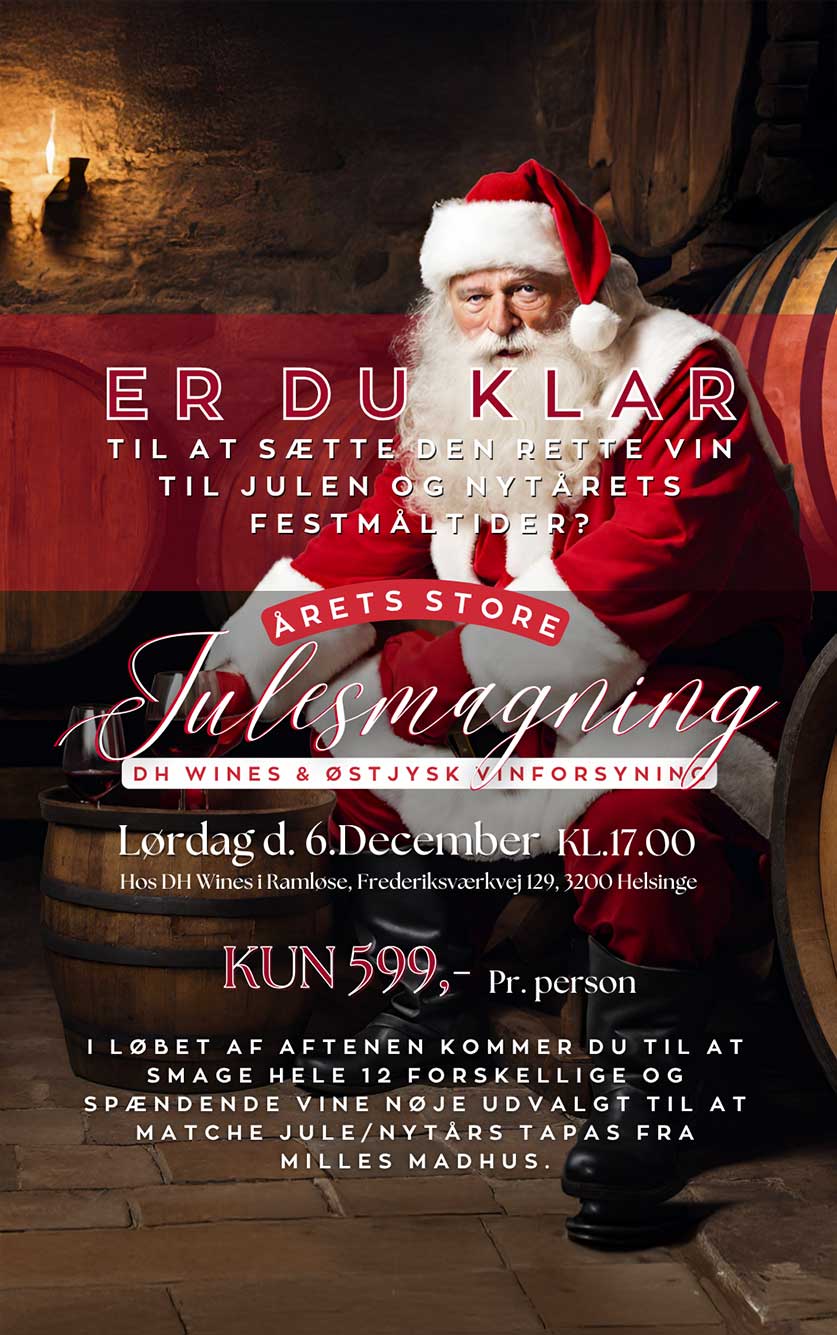 Årets STORE Julesmagning - 12 forskellige vine & jule tapas fra Milles Madhus