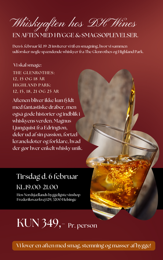 Kom til en aften med hygge og whisky hos DH Wines!