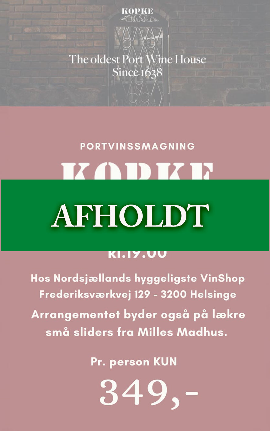 Exclusive KOPKE port tasting 29 October 2025 at 19.00