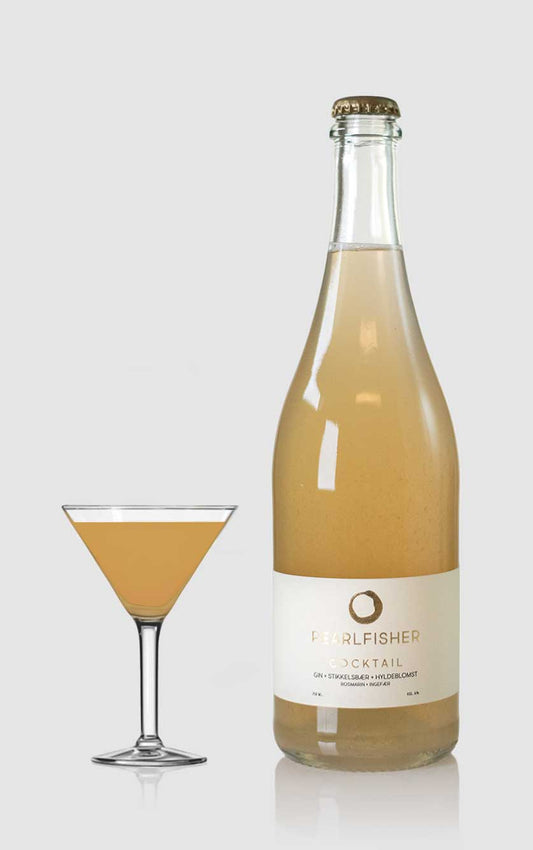 Pearlfisher Cocktail med Gin, Stikkelsbær, Hyldeblomst, Rosmarin & Ingefær