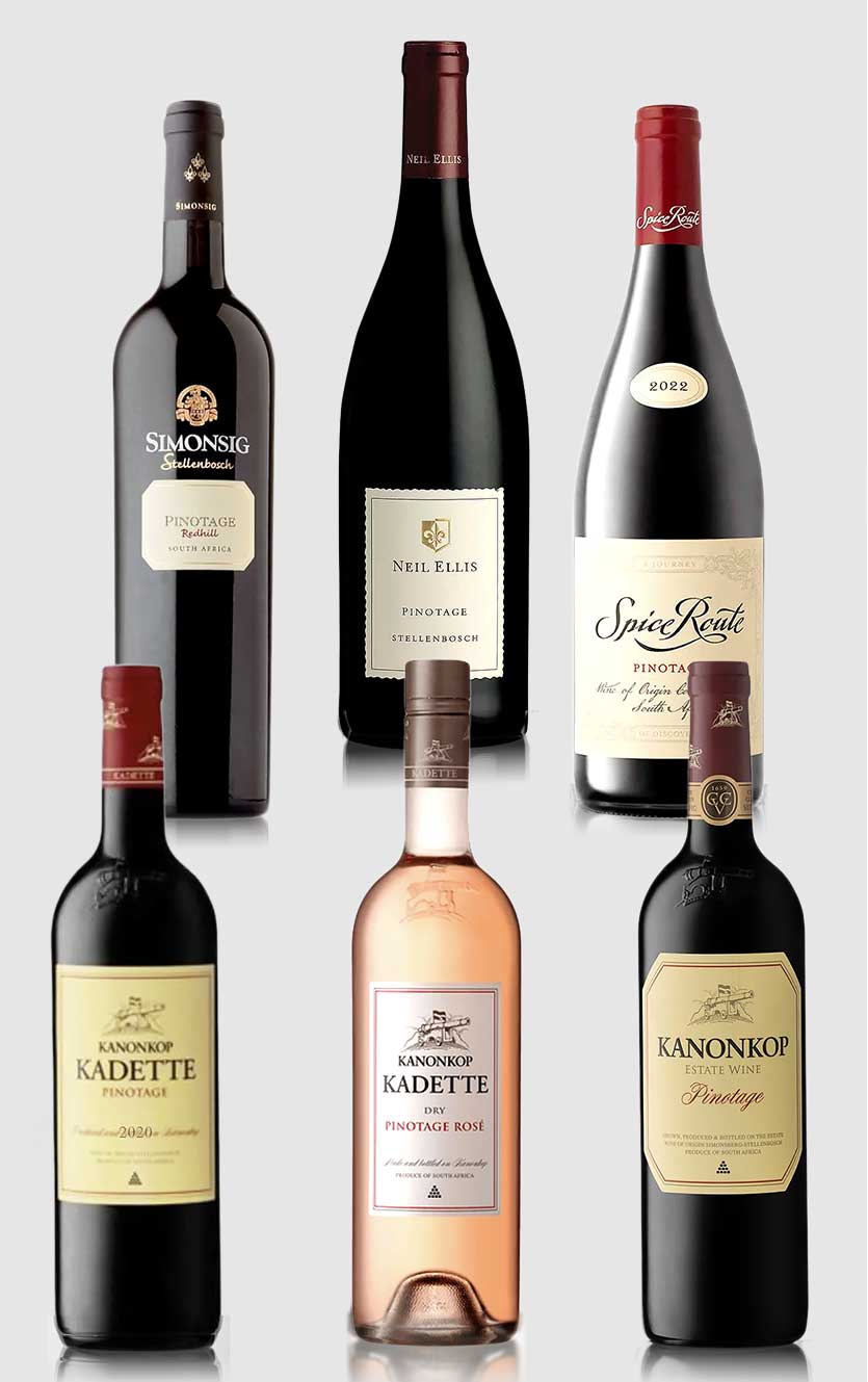 Smagekasse med 6 forskellige flasker Pinotagevine - DH Wines