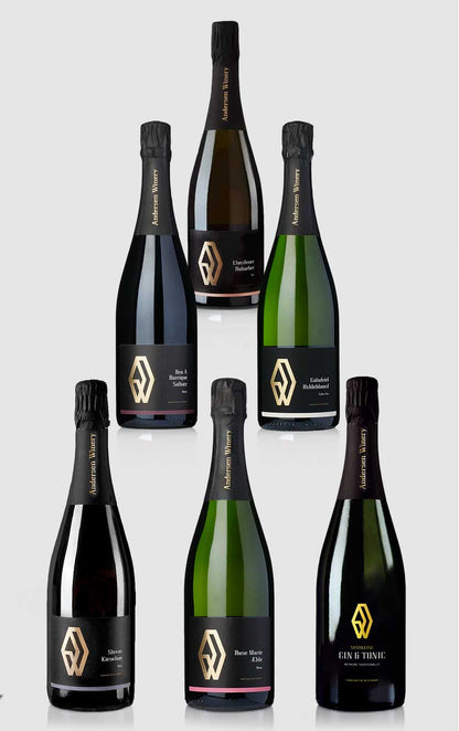 Smagekasse med mousserende vin fra Andersen Winery - 6 forskellige flasker